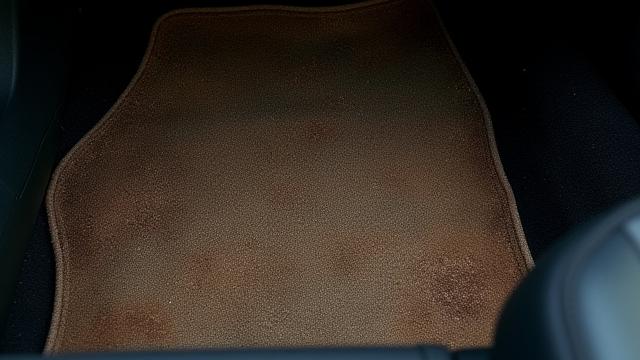 Before: Stained and dirty car floor mat.